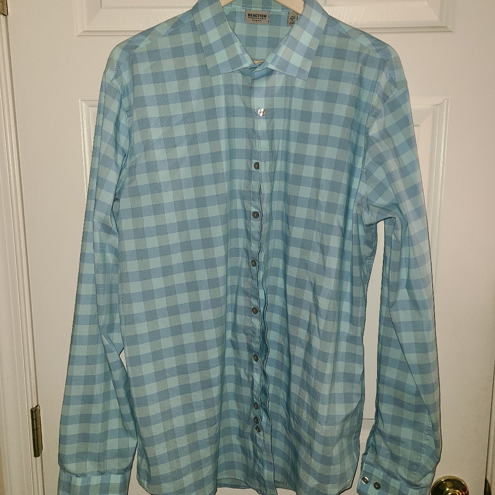 REACTION KENNETH COLE SLIM FIT DRESS SHIRT XL 17 1/2 36/37 BUTTONDOWN